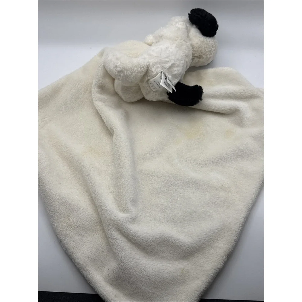 Jellycat Bashful Puppy Dog Baby Lovey Black Spotted Cream Plush Security Blanket